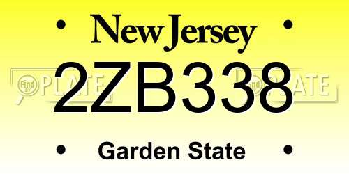 2ZB338 New Jersey License Plate