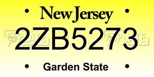 2ZB5273 New Jersey License Plate