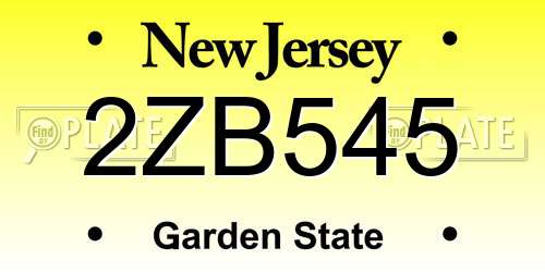 2ZB545 New Jersey License Plate