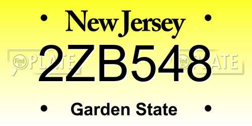 2ZB548 New Jersey License Plate