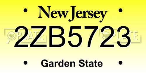 2ZB5723 New Jersey License Plate