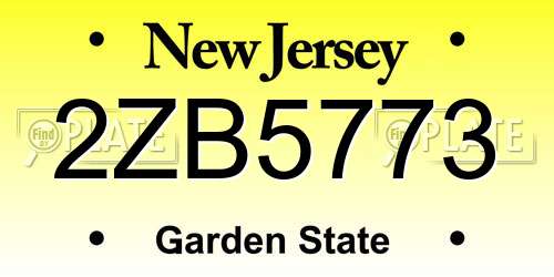 2ZB5773 New Jersey License Plate