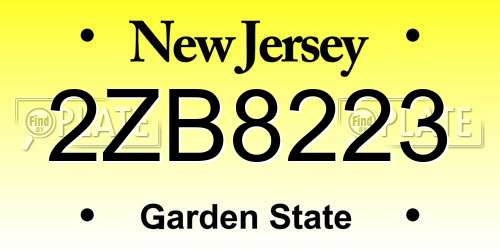 2ZB8223 New Jersey License Plate
