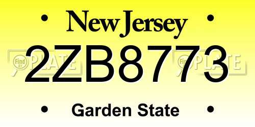 2ZB8773 New Jersey License Plate
