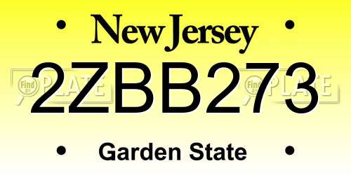 2ZBB273 New Jersey License Plate