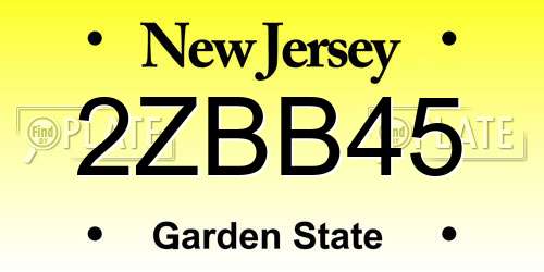 2ZBB45 New Jersey License Plate