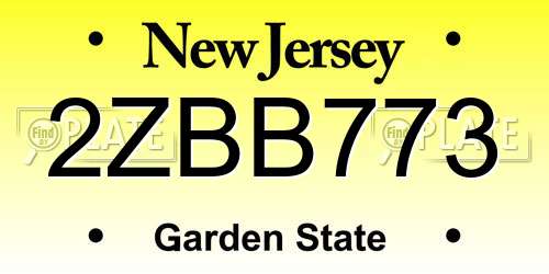 2ZBB773 New Jersey License Plate