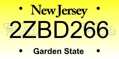2ZBD266 New Jersey License Plate