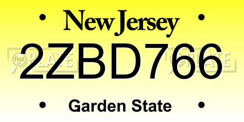 2ZBD766 New Jersey License Plate