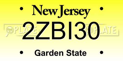 2ZBI30 New Jersey License Plate