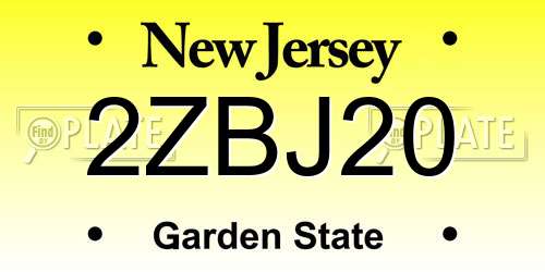 2ZBJ20 New Jersey License Plate