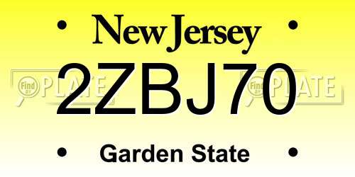 2ZBJ70 New Jersey License Plate