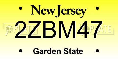 2ZBM47 New Jersey License Plate