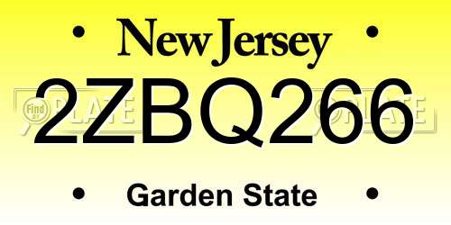 2ZBQ266 New Jersey License Plate