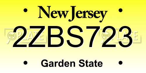 2ZBS723 New Jersey License Plate
