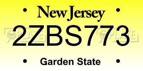 2ZBS773 New Jersey License Plate