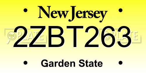 2ZBT263 New Jersey License Plate