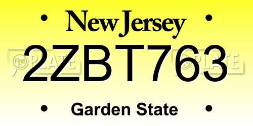 2ZBT763 New Jersey License Plate