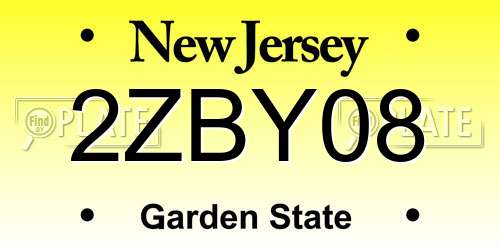 2ZBY08 New Jersey License Plate