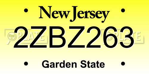 2ZBZ263 New Jersey License Plate