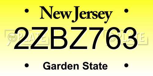 2ZBZ763 New Jersey License Plate