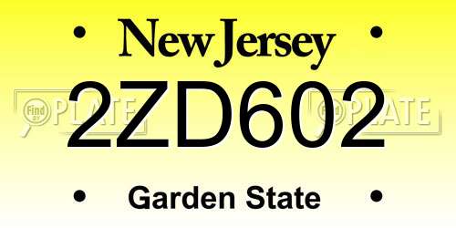 2ZD602 New Jersey License Plate
