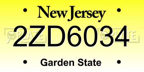 2ZD6034 New Jersey License Plate