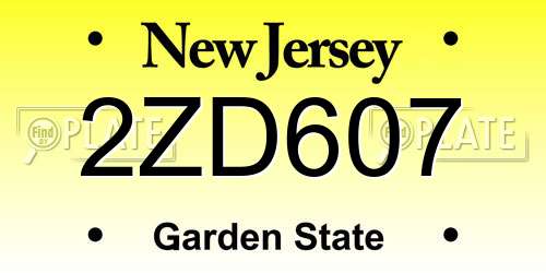 2ZD607 New Jersey License Plate