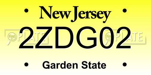 2ZDG02 New Jersey License Plate