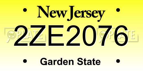 2ZE2076 New Jersey License Plate
