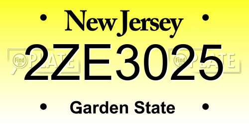 2ZE3025 New Jersey License Plate