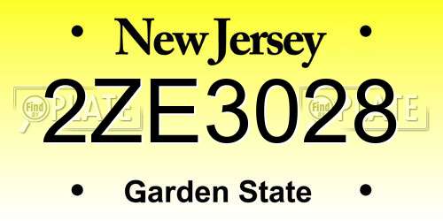 2ZE3028 New Jersey License Plate