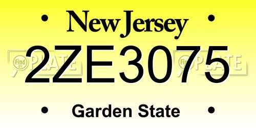 2ZE3075 New Jersey License Plate