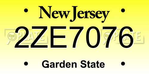 2ZE7076 New Jersey License Plate