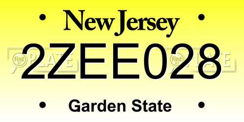2ZEE028 New Jersey License Plate