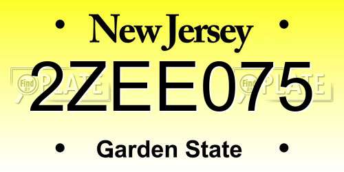 2ZEE075 New Jersey License Plate