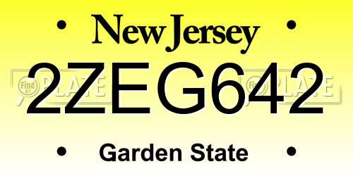 2ZEG642 New Jersey License Plate