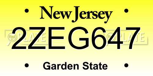 2ZEG647 New Jersey License Plate