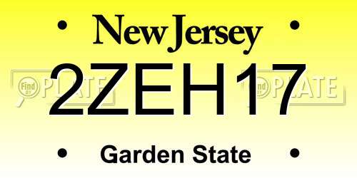 2ZEH17 New Jersey License Plate