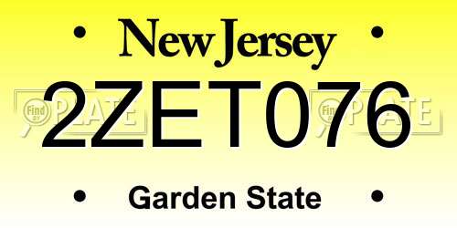2ZET076 New Jersey License Plate