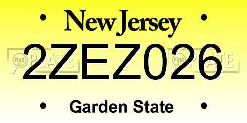 2ZEZ026 New Jersey License Plate