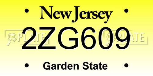 2ZG609 New Jersey License Plate