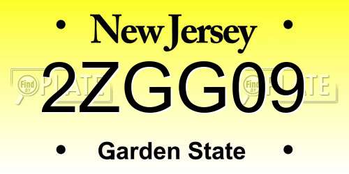 2ZGG09 New Jersey License Plate