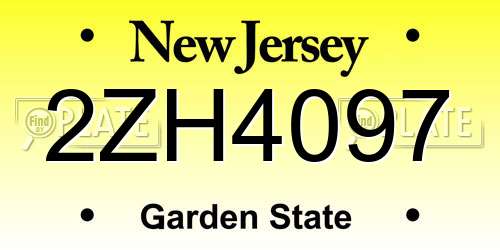 2ZH4097 New Jersey License Plate