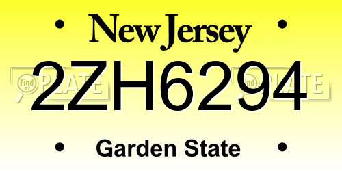 2ZH6294 New Jersey License Plate