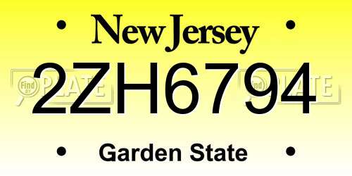 2ZH6794 New Jersey License Plate