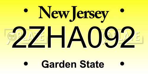 2ZHA092 New Jersey License Plate