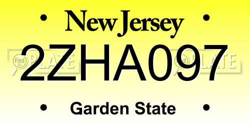 2ZHA097 New Jersey License Plate