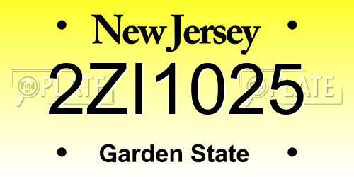 2ZI1025 New Jersey License Plate