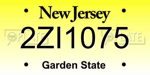 2ZI1075 New Jersey License Plate